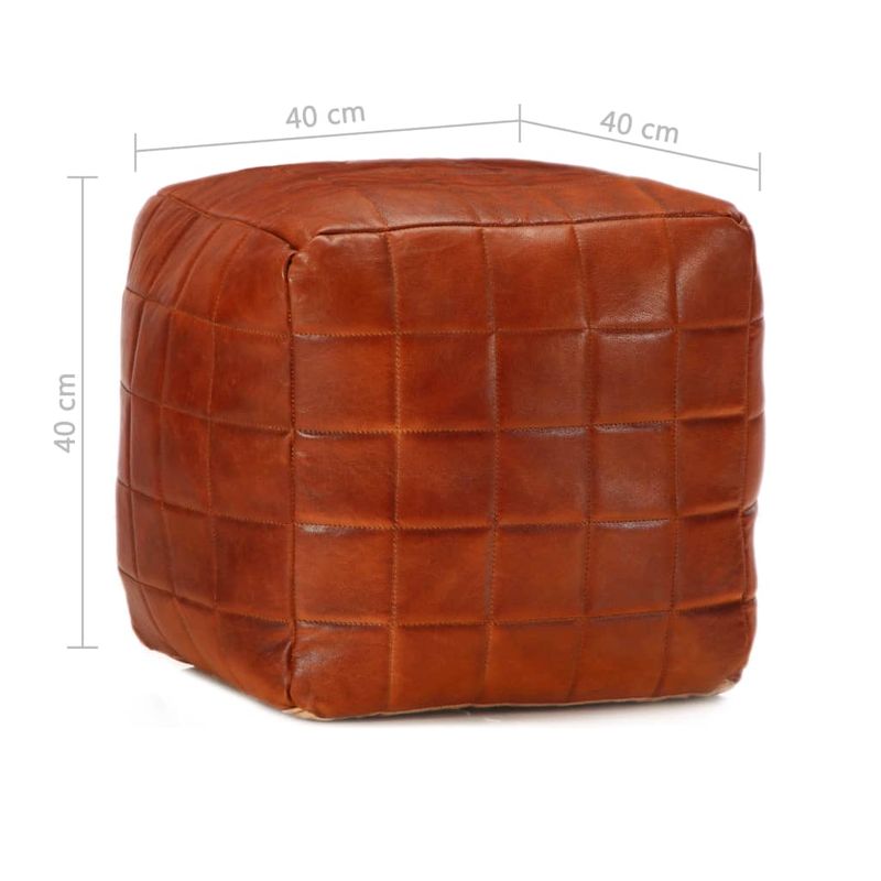 Casa si Gradina - Mobilier - Scaune si fotolii - Fotolii - Fotoliu puf, aramiu, 40 x 40 x 40 cm, piele naturala de capra - Infinity.ro