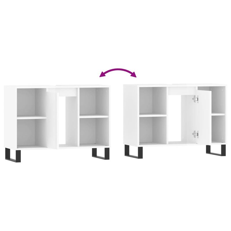 Casa si Gradina - Mobilier - Mobilier baie - Corpuri baie - Dulap pentru baie, alb extralucios, 80x33x60 cm, lemn compozit - Infinity.ro