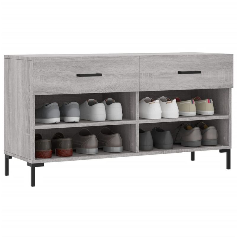 Casa si Gradina - Mobilier - Organizare si depozitare - Organizator incaltaminte - Banca de pantofi, gri sonoma, 102x35x55 cm, lemn prelucrat - Infinity.ro