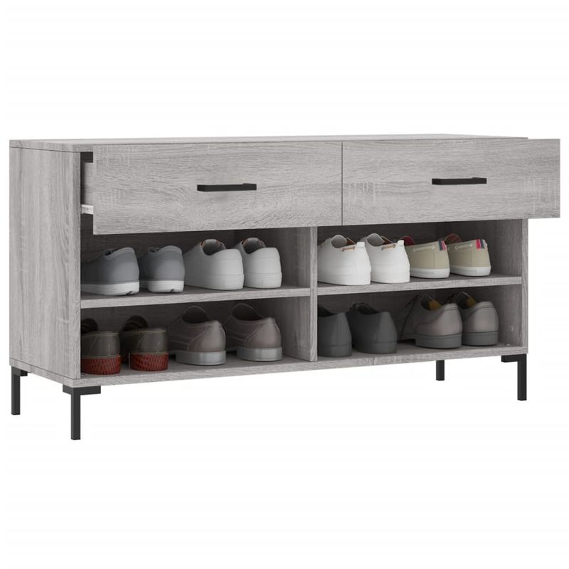 Casa si Gradina - Mobilier - Organizare si depozitare - Organizator incaltaminte - Banca de pantofi, gri sonoma, 102x35x55 cm, lemn prelucrat - Infinity.ro