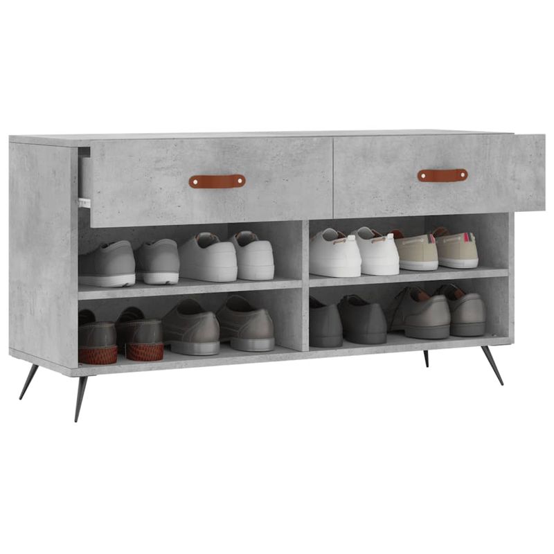 Casa si Gradina - Mobilier - Organizare si depozitare - Organizator incaltaminte - Bancheta pantofar, gri beton, 102x35x55 cm, lemn prelucrat - Infinity.ro
