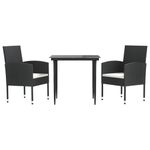 Casa si Gradina - Gradina si terasa - Mobilier exterior - Seturi mobila gradina - Set mobilier de gradina, 3 piese, negru, poliratan si otel - Infinity.ro