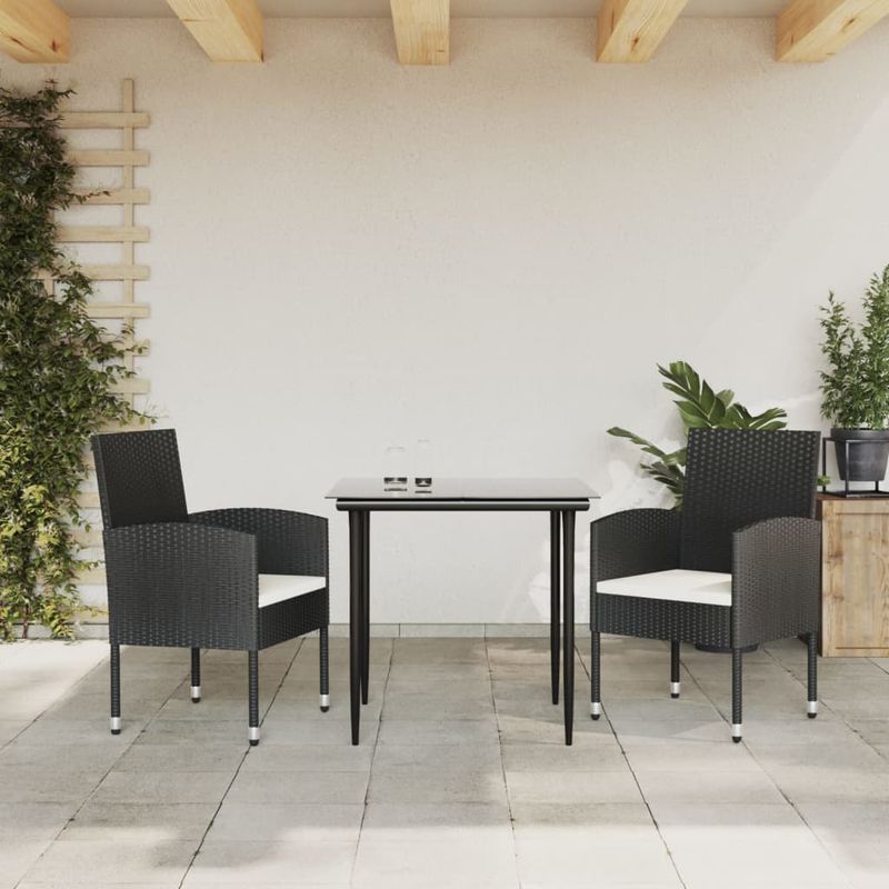 Casa si Gradina - Gradina si terasa - Mobilier exterior - Seturi mobila gradina - Set mobilier de gradina, 3 piese, negru, poliratan si otel - Infinity.ro