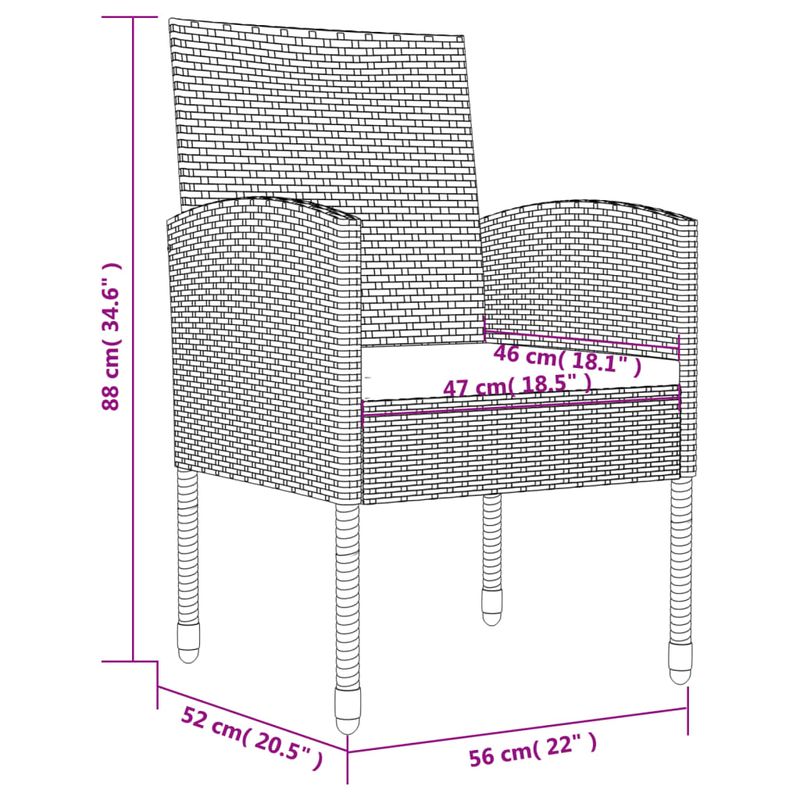 Casa si Gradina - Gradina si terasa - Mobilier exterior - Seturi mobila gradina - Set mobilier de gradina, 3 piese, negru, poliratan si otel - Infinity.ro