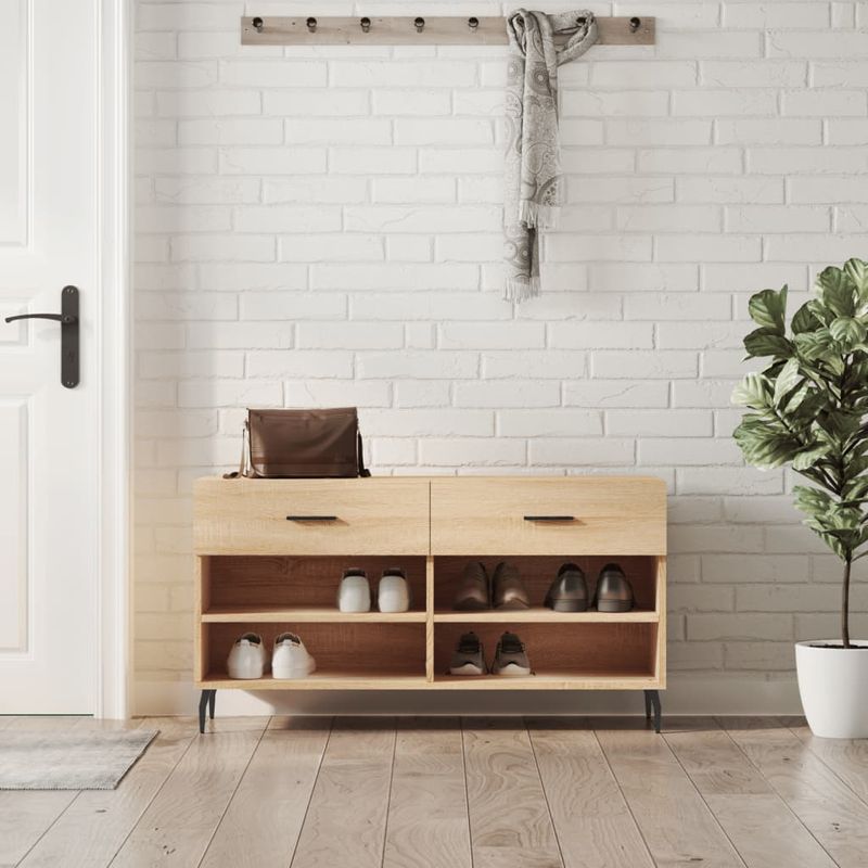 Casa si Gradina - Mobilier - Organizare si depozitare - Organizator incaltaminte - Bancheta pantofar, stejar sonoma, 102x35x55 cm, lemn prelucrat - Infinity.ro