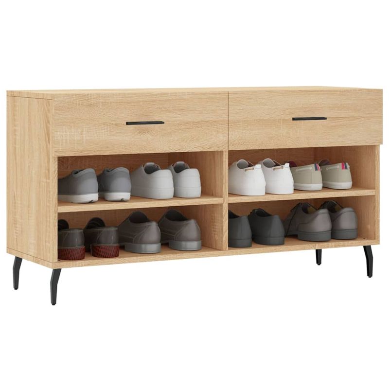 Casa si Gradina - Mobilier - Organizare si depozitare - Organizator incaltaminte - Bancheta pantofar, stejar sonoma, 102x35x55 cm, lemn prelucrat - Infinity.ro