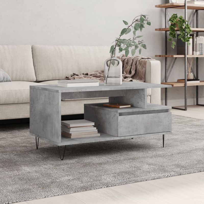 Casa si Gradina - Mobilier - Mese si birouri - Masute de cafea - Masuta de cafea, gri beton, 90x49x45 cm, lemn prelucrat - Infinity.ro
