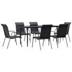 Casa si Gradina - Gradina si terasa - Mobilier exterior - Seturi mobila gradina - Set mobilier de gradina, 7 piese, negru, otel si textilena - Infinity.ro