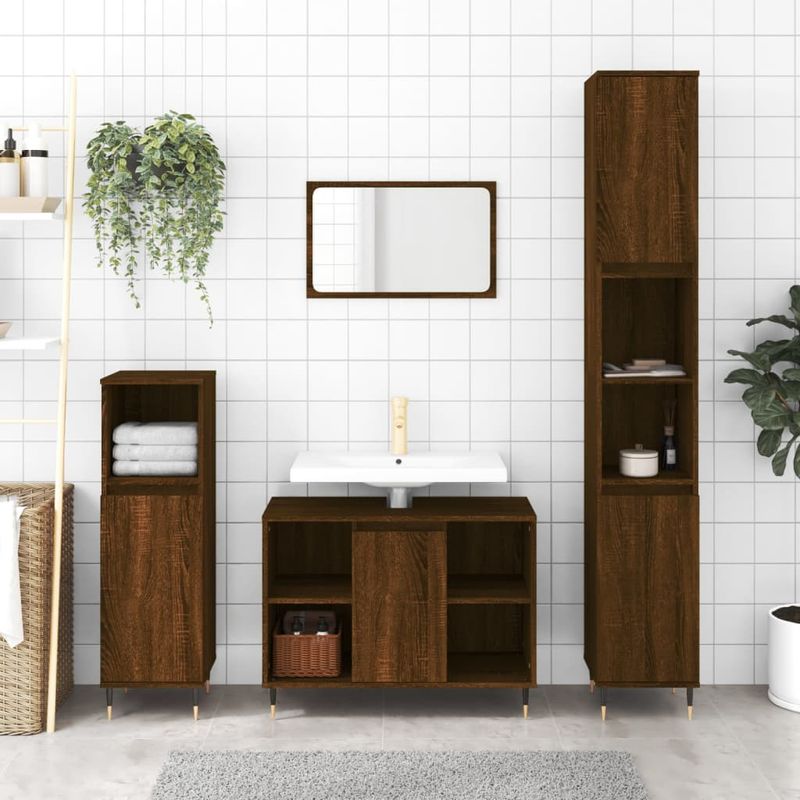 Casa si Gradina - Mobilier - Mobilier baie - Comode baie - Comoda pentru baie, stejar maro, 80x33x60 cm, lemn compozit - Infinity.ro