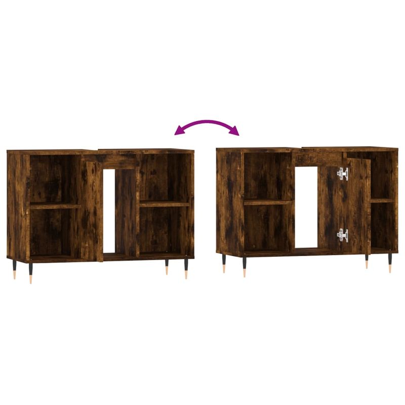Casa si Gradina - Mobilier - Mobilier baie - Comode baie - Comoda pentru baie, stejar fumuriu, 80x33x60 cm, lemn compozit - Infinity.ro