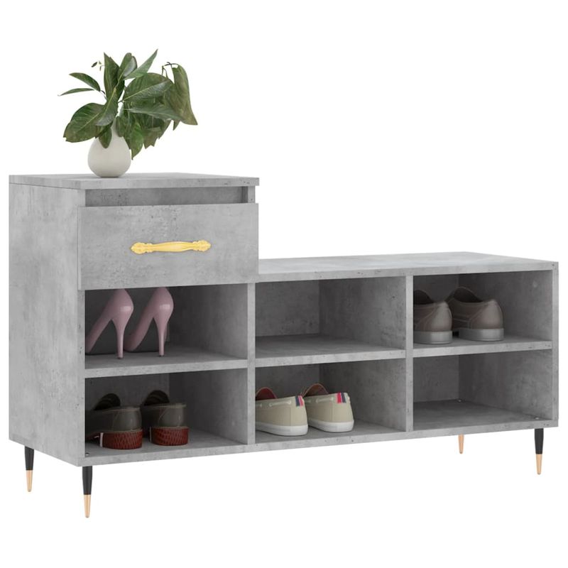 Casa si Gradina - Mobilier - Organizare si depozitare - Organizator incaltaminte - Pantofar, gri beton, 102x36x60 cm, lemn prelucrat - Infinity.ro