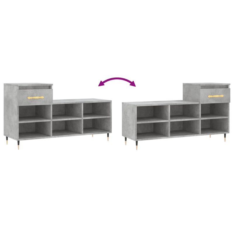 Casa si Gradina - Mobilier - Organizare si depozitare - Organizator incaltaminte - Pantofar, gri beton, 102x36x60 cm, lemn prelucrat - Infinity.ro