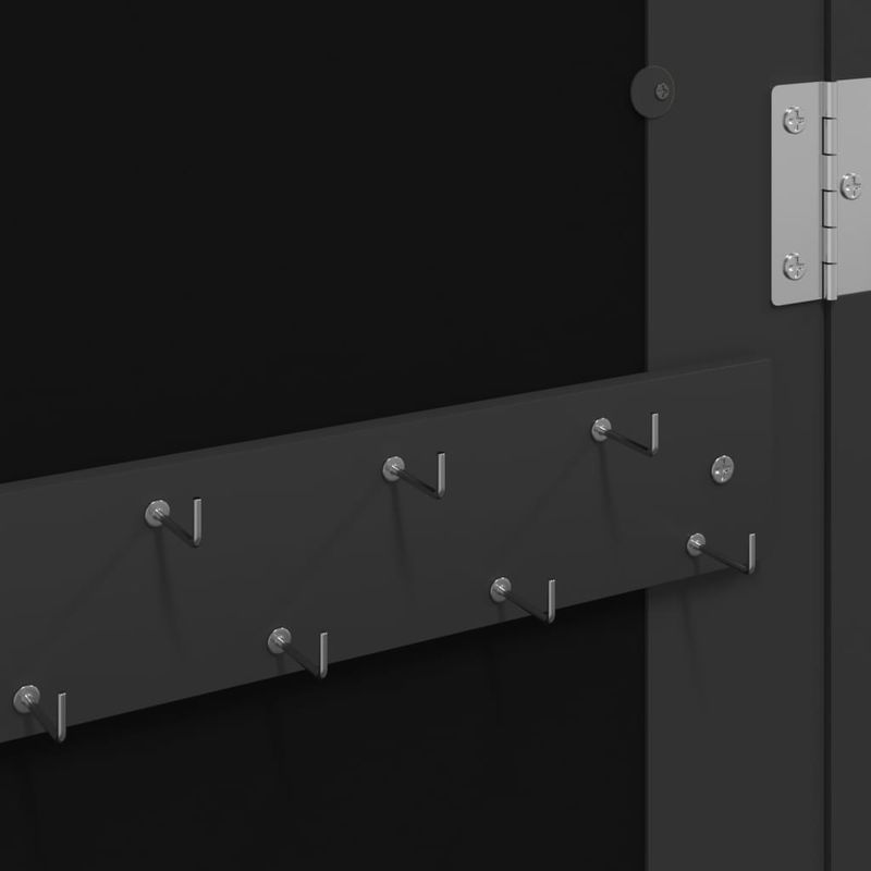 Casa si Gradina - Decoratiuni - Oglinzi - Dulap de bijuterii & oglinda montat pe perete negru 30x8,5x90cm - Infinity.ro