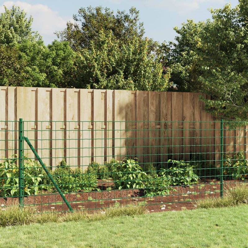 Casa si Gradina - Gradina si terasa - Garduri, panouri si accesorii - Gard plasa de sarma cu tarusi de fixare, verde, 1,1x25 m - Infinity.ro
