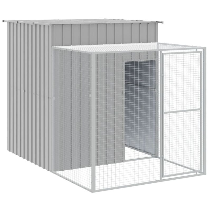 Petshop - Accesorii petshop - Culcusuri si custi - Custi interior si exterior - Cotet pui cu incinta gri deschis 165x251x181 cm otel galvanizat - Infinity.ro