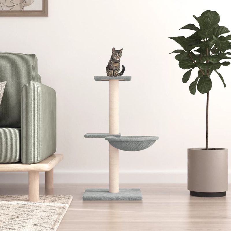 Petshop - Accesorii petshop - Jucarii animale - Ansambluri de joaca - Ansamblu pisici, stalpi din funie sisal, gri deschis, 72 cm - Infinity.ro