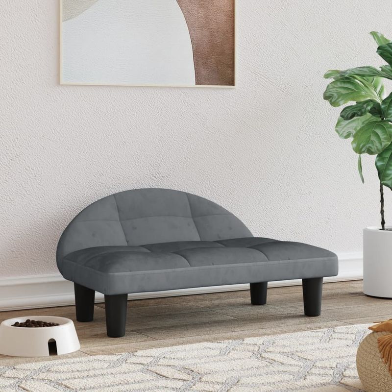 Petshop - Accesorii petshop - Culcusuri si custi - Culcusuri si saltele - Pat de caini, gri inchis, 70x52x30 cm, catifea - Infinity.ro