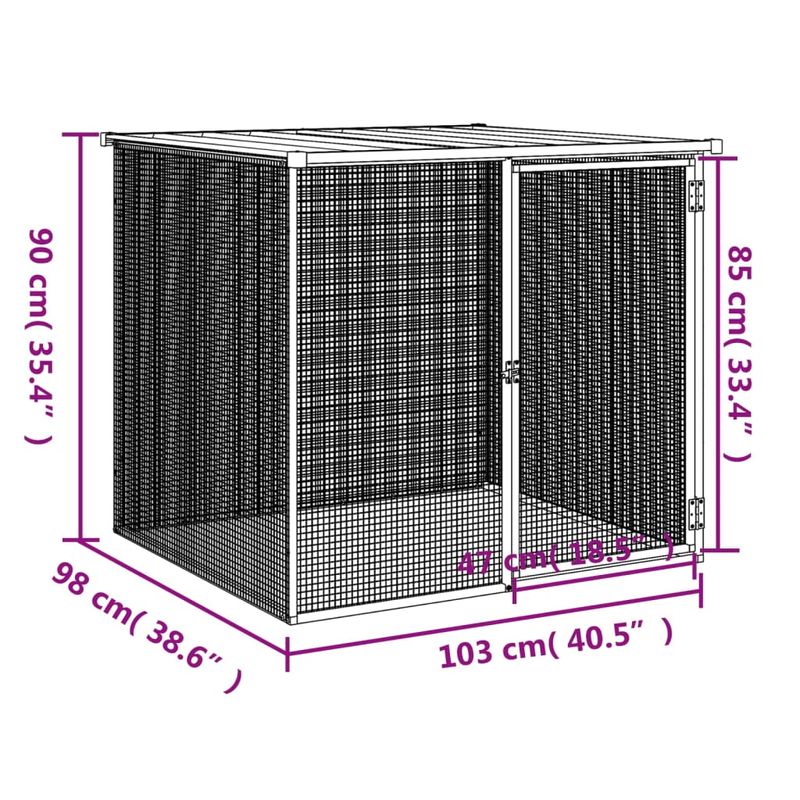 Petshop - Accesorii petshop - Culcusuri si custi - Custi interior si exterior - Cotet pui cu acoperis, antracit, 103x98x90 cm, otel galvanizat - Infinity.ro