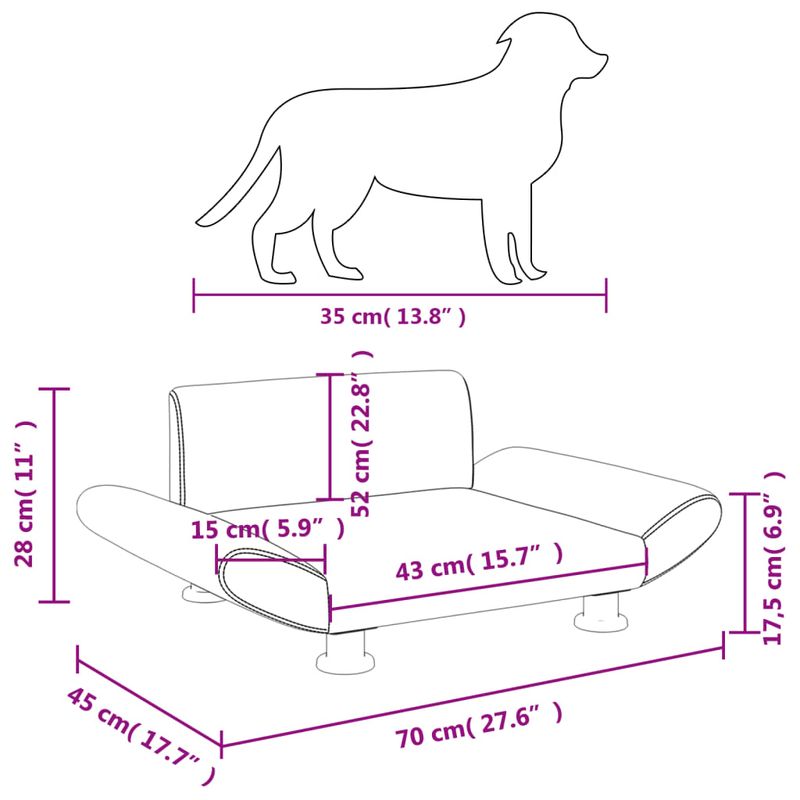 Petshop - Accesorii petshop - Culcusuri si custi - Culcusuri si saltele - Pat de caini, gri, 70x45x28 cm, piele ecologica - Infinity.ro