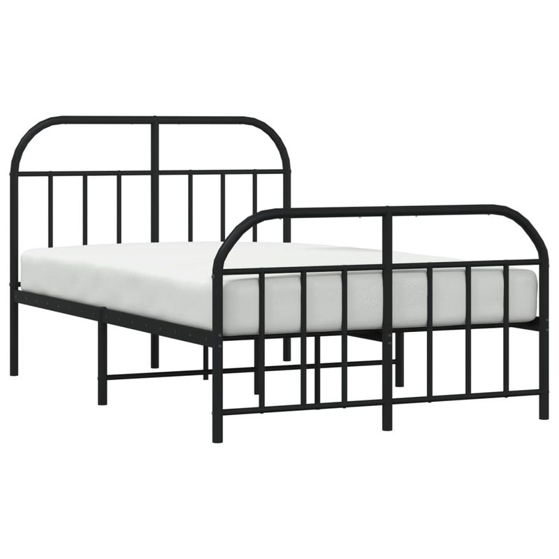 Casa si Gradina - Mobilier - Paturi si accesorii - Paturi - Cadru pat metalic cu tablie de cap/picioare, negru, 120x190 cm - Infinity.ro