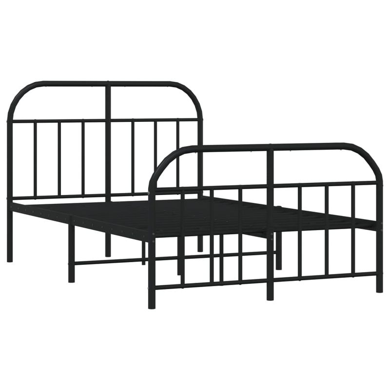 Casa si Gradina - Mobilier - Paturi si accesorii - Paturi - Cadru pat metalic cu tablie de cap/picioare, negru, 120x190 cm - Infinity.ro