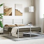Casa si Gradina - Mobilier - Paturi si accesorii - Paturi - Cadru de pat metalic cu tablie, alb, 140x200 cm - Infinity.ro