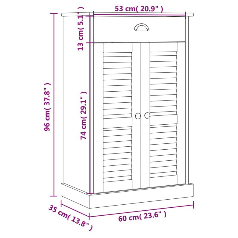Casa si Gradina - Mobilier - Organizare si depozitare - Organizator incaltaminte - Dulap de pantofi VIGO, gri, 60x35x96 cm, lemn masiv de pin - Infinity.ro