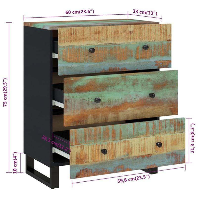 Casa si Gradina - Mobilier - Comode si corpuri - Comode - Servanta, 60x33x75 cm, lemn masiv reciclat - Infinity.ro