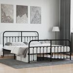 Casa si Gradina - Mobilier - Paturi si accesorii - Paturi - Cadru pat metalic cu tablie de cap/picioare, negru, 180x200 cm - Infinity.ro