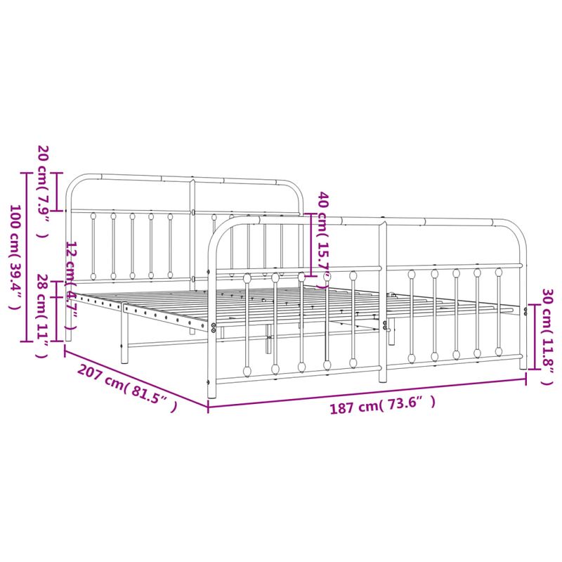 Casa si Gradina - Mobilier - Paturi si accesorii - Paturi - Cadru pat metalic cu tablie de cap/picioare, negru, 180x200 cm - Infinity.ro