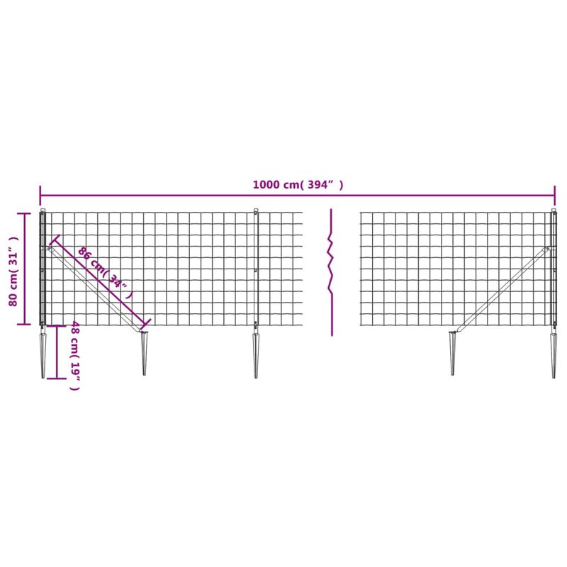 Casa si Gradina - Gradina si terasa - Garduri, panouri si accesorii - Gard plasa de sarma cu tarusi de fixare, antracit, 0,8x10 m - Infinity.ro