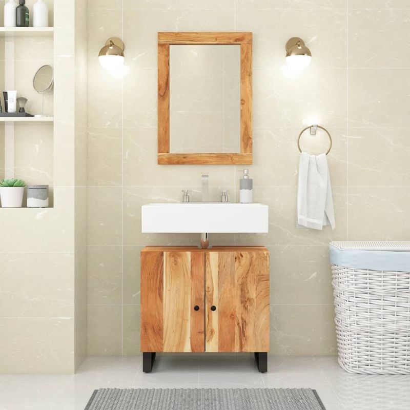 Casa si Gradina - Mobilier - Mobilier baie - Comode baie - Dulap de chiuveta 62x33x58 cm lemn masiv acacia & lemn compozit - Infinity.ro