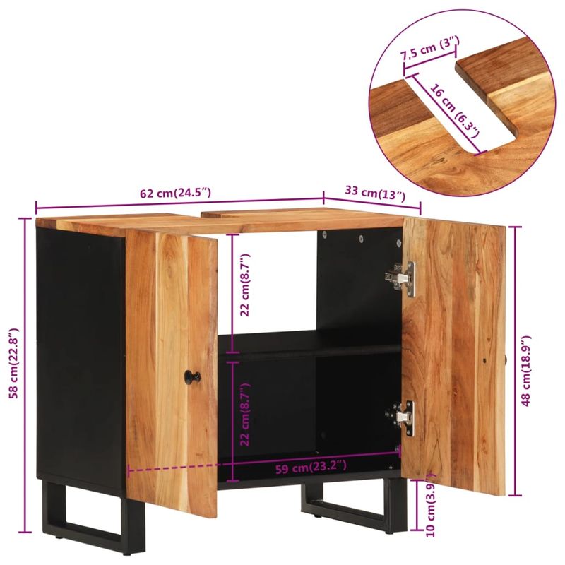 Casa si Gradina - Mobilier - Mobilier baie - Comode baie - Dulap de chiuveta 62x33x58 cm lemn masiv acacia & lemn compozit - Infinity.ro