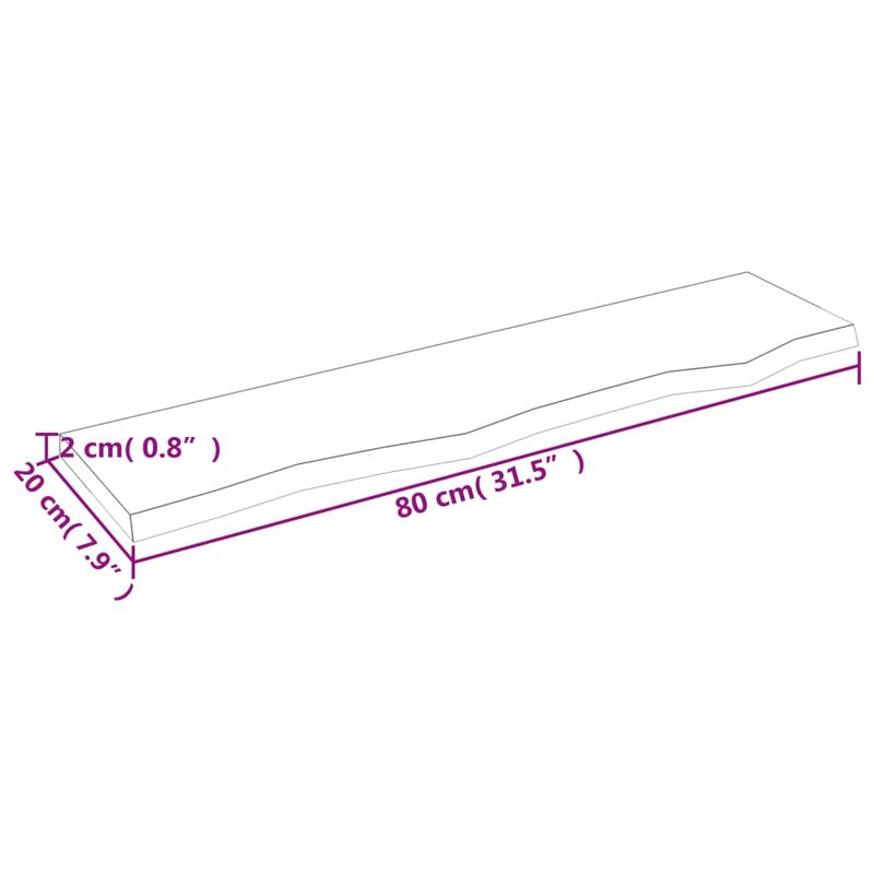 Casa si Gradina - Mobilier - Biblioteci si rafturi - Rafturi - Polita perete maro deschis 80x20x2 cm lemn masiv stejar tratat - Infinity.ro