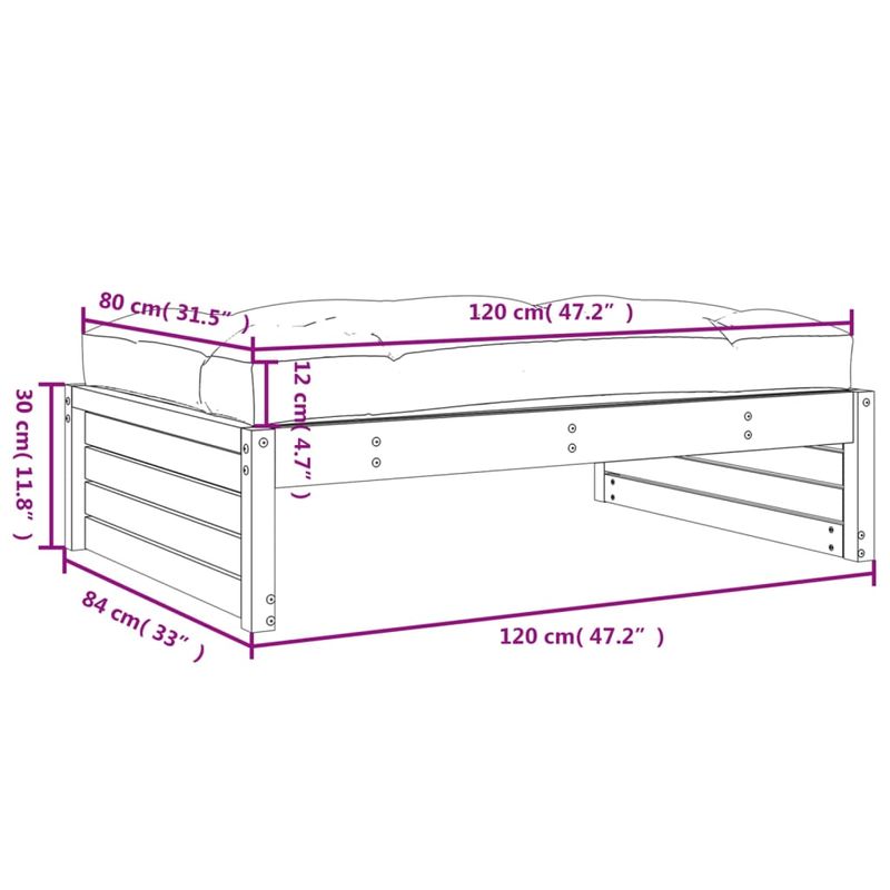 Casa si Gradina - Gradina si terasa - Mobilier exterior - Canapele si fotolii gradina - Taburet de gradina, 120x80 cm, lemn masiv de pin - Infinity.ro