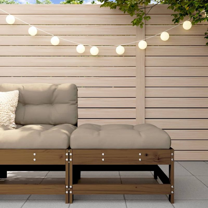 Casa si Gradina - Gradina si terasa - Mobilier exterior - Canapele si fotolii gradina - Taburet de gradina cu perna, maro miere, lemn masiv de pin - Infinity.ro