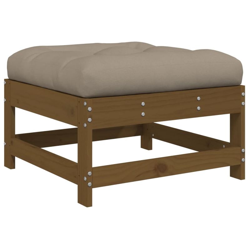Casa si Gradina - Gradina si terasa - Mobilier exterior - Canapele si fotolii gradina - Taburet de gradina cu perna, maro miere, lemn masiv de pin - Infinity.ro