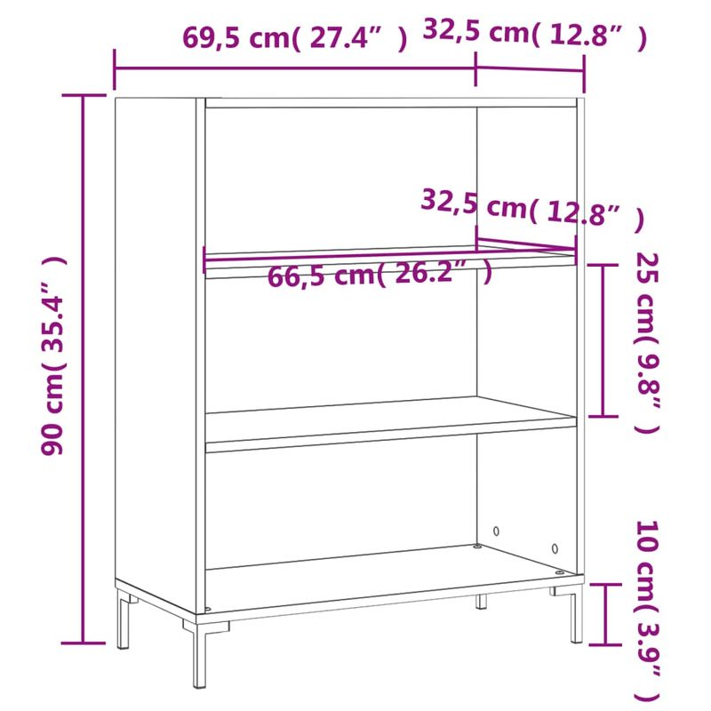 Casa si Gradina - Mobilier - Biblioteci si rafturi - Biblioteci - Biblioteca, gri beton, 69,5x32,5x90 cm, lemn compozit - Infinity.ro