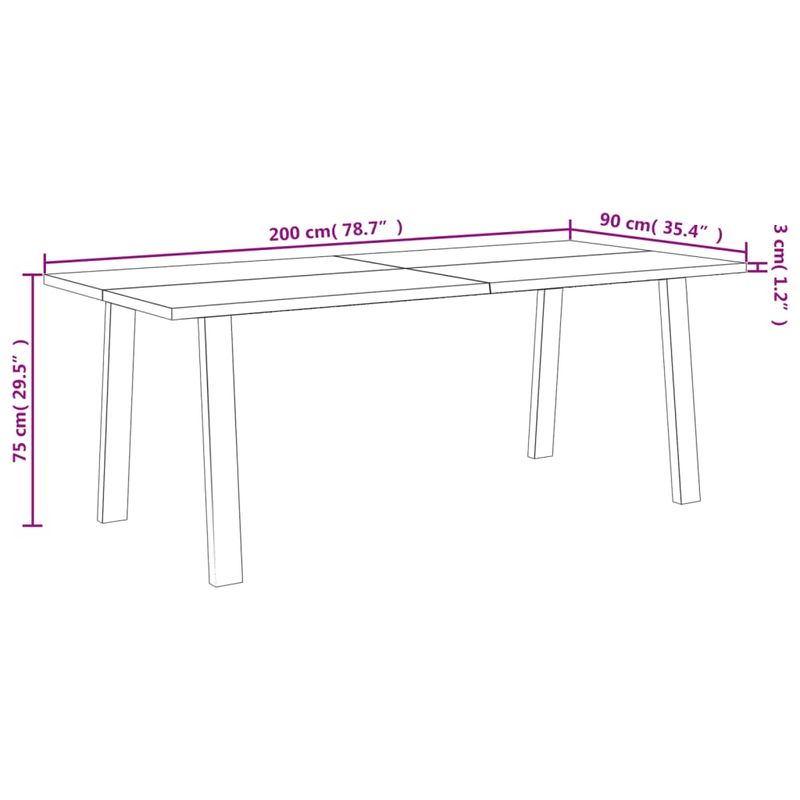 Casa si Gradina - Mobilier - Mese si birouri - Mese bucatarie si dining - Masa de bucatarie, 200x90x75 cm, lemn masiv de acacia - Infinity.ro