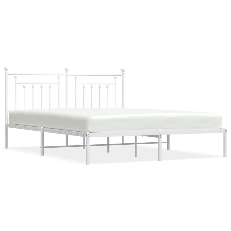 Casa si Gradina - Mobilier - Paturi si accesorii - Paturi - Cadru de pat metalic cu tablie, alb, 160x200 cm - Infinity.ro
