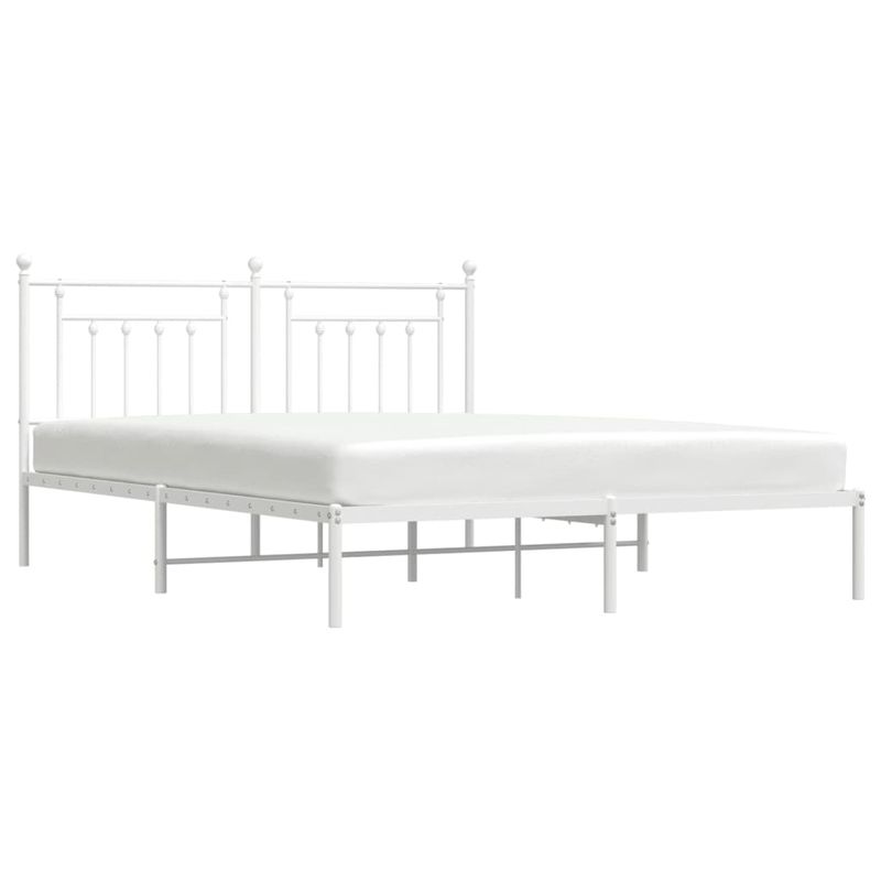 Casa si Gradina - Mobilier - Paturi si accesorii - Paturi - Cadru de pat metalic cu tablie, alb, 160x200 cm - Infinity.ro