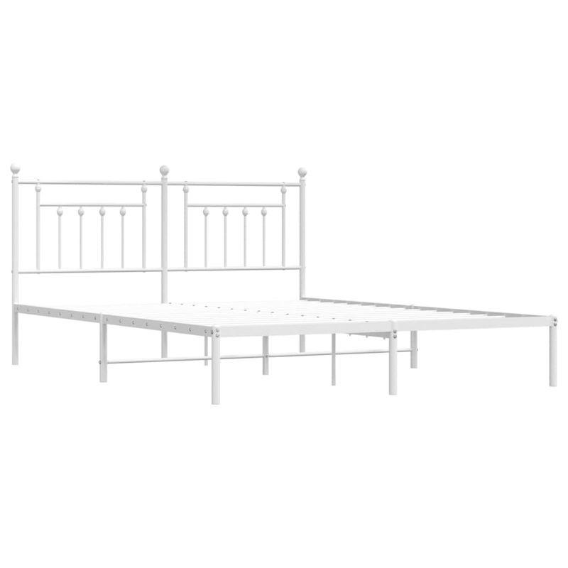 Casa si Gradina - Mobilier - Paturi si accesorii - Paturi - Cadru de pat metalic cu tablie, alb, 160x200 cm - Infinity.ro