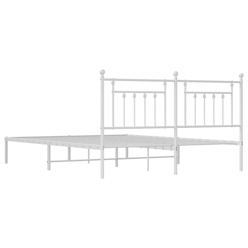 Casa si Gradina - Mobilier - Paturi si accesorii - Paturi - Cadru de pat metalic cu tablie, alb, 160x200 cm - Infinity.ro