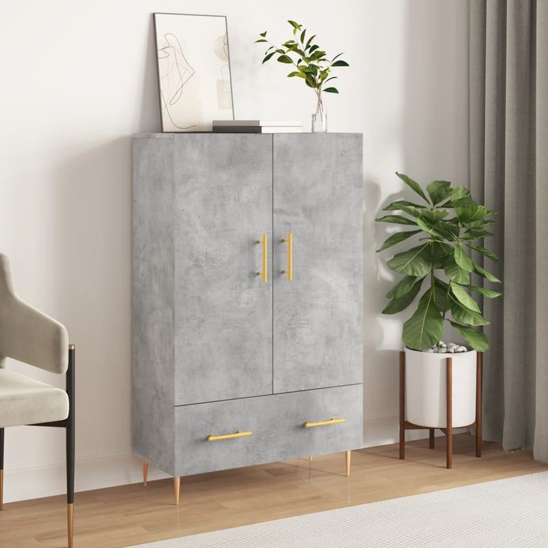 Casa si Gradina - Mobilier - Comode si corpuri - Corpuri bucatarie - Dulap inalt, gri beton, 69,5x31x115 cm, lemn prelucrat - Infinity.ro