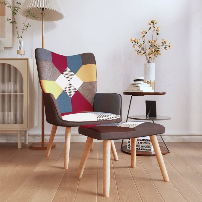 Casa si Gradina - Mobilier - Scaune si fotolii - Fotolii - Fotoliu de relaxare cu taburet, textil, petice - Infinity.ro