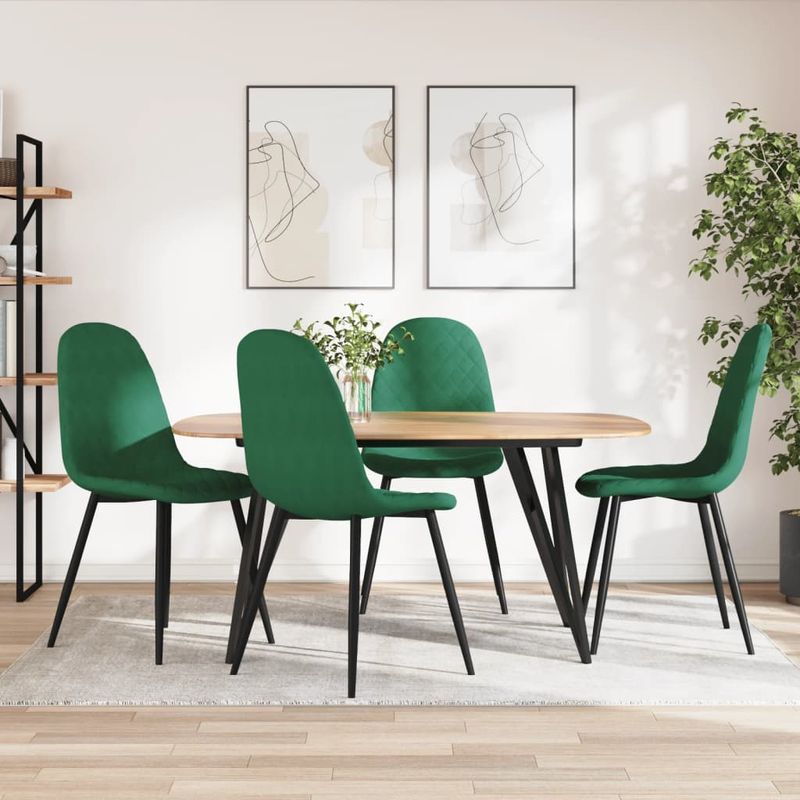 Casa si Gradina - Mobilier - Scaune si fotolii - Scaune - Scaune de bucatarie, 4 buc., verde inchis, catifea - Infinity.ro