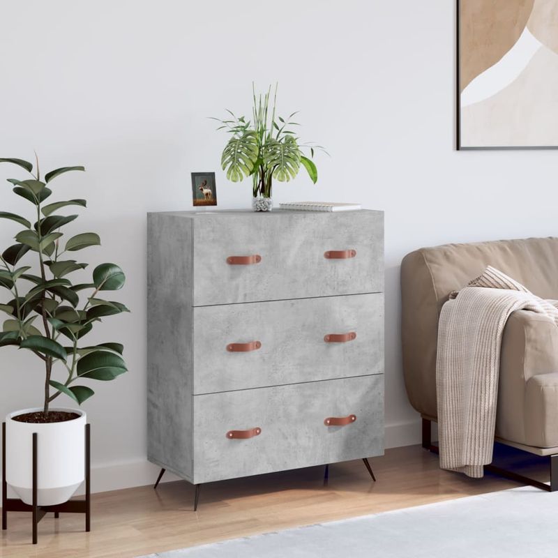 Casa si Gradina - Mobilier - Comode si corpuri - Comode - Comoda cu sertare, gri beton, 69,5x34x90 cm, lemn prelucrat - Infinity.ro