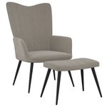 Casa si Gradina - Mobilier - Scaune si fotolii - Fotolii - Fotoliu de relaxare cu taburet, gri deschis, catifea - Infinity.ro