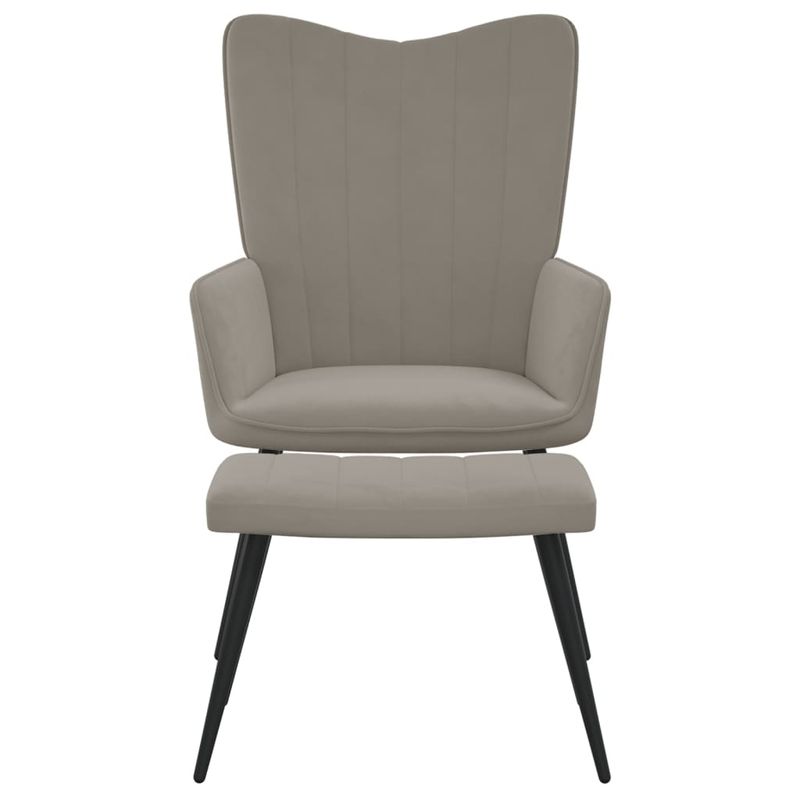 Casa si Gradina - Mobilier - Scaune si fotolii - Fotolii - Fotoliu de relaxare cu taburet, gri deschis, catifea - Infinity.ro