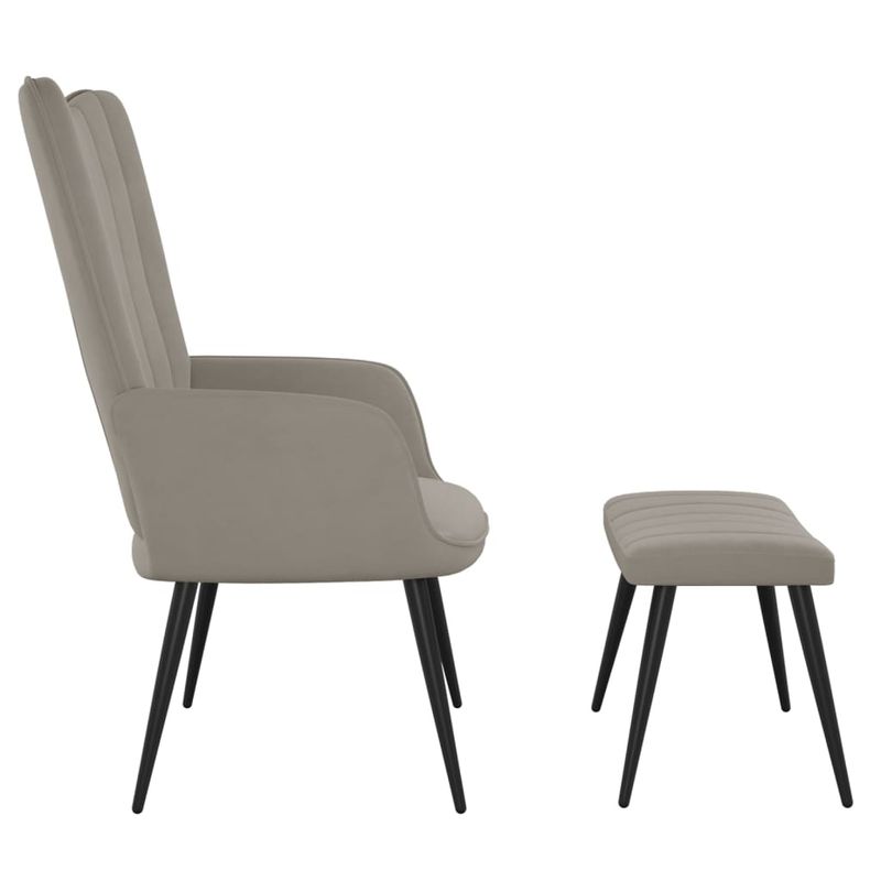 Casa si Gradina - Mobilier - Scaune si fotolii - Fotolii - Fotoliu de relaxare cu taburet, gri deschis, catifea - Infinity.ro